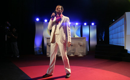 Lokalrunde Moderator Ivo Lotion zum TV Pilot Dreh im Admiralspalast